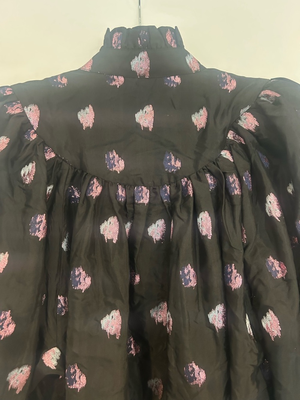 Tuckernuck Black Corrigan Blouse with Pink Metallic Brushstroke Print NWOT - Picture 6 of 7